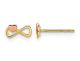 14K Yellow and Rose Pink Infinity Heart Post Earrings